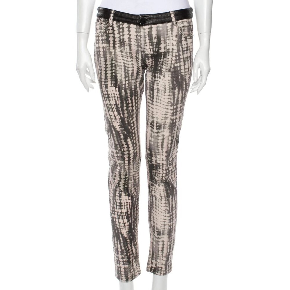 MAJE STRETCH PANTS PINK GRAY PYTHON SNAKE ABSTRACT PRINT SIZE 38/4/6
